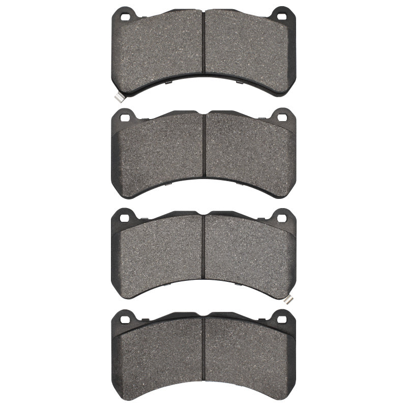 R1 Concepts Subaru WRX front semi-metallic OE brake pads with branding and detailed surface texture.