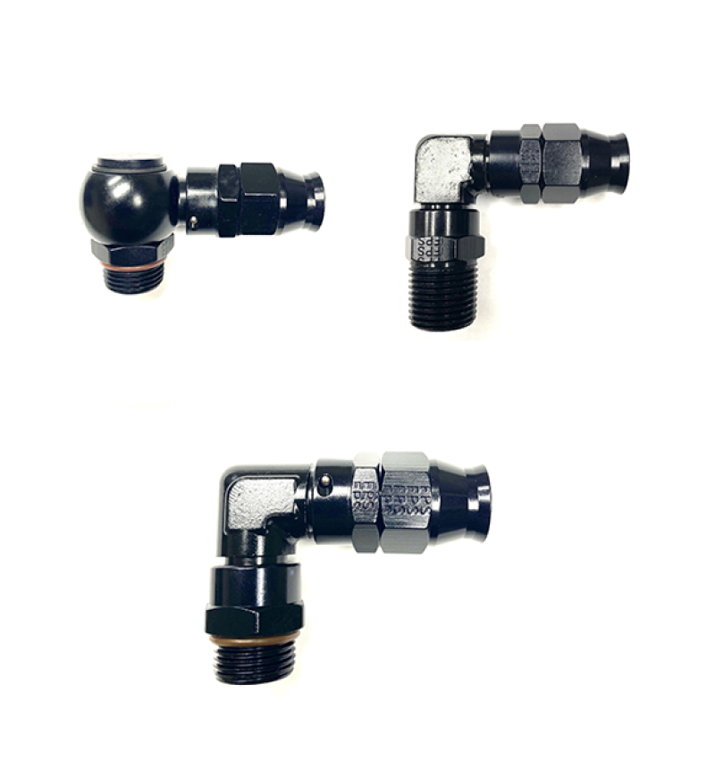 Fragola 90-degree -10AN street hose end fitting with 3/4 inch NPT connection, made for automotive and racing applications.