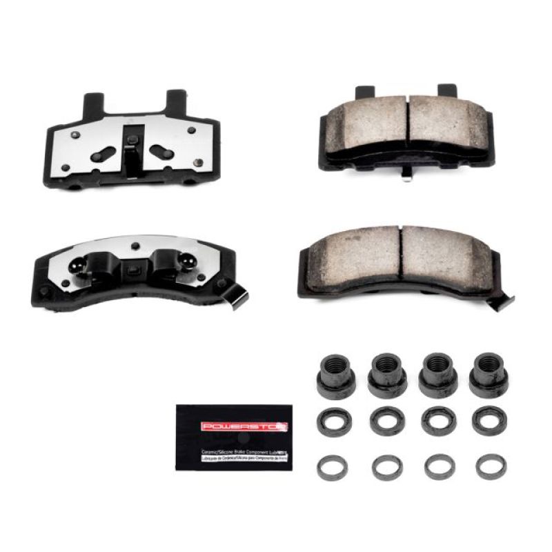 PowerStop Z36 performance front brake pads with hardware for Chevrolet C1500 Suburban 94-99 trucks, designed for towing and towing.