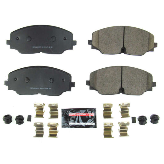 PowerStop Z23 Evolution Sport brake pads with hardware for 2018-2019 Volkswagen Atlas front brake system, performance upgrade.