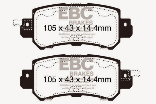 EBC 12+ Mazda CX-5 rear brake pads Ultimax2 OE quality brake pads for Mazda CX-5 SUV, showing the brake pad pair.