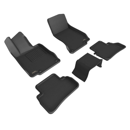 3D MAXpider black rubber floor mats for 2022 Mercedes-Benz C-Class 5-seat gas model with short axis Kagu design.