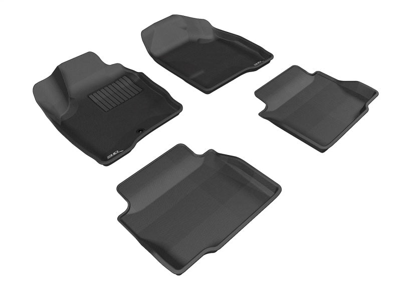 Black rubber floor mats for Chevrolet Impala 2006-2015, 3D MAXpider Kagu full set, custom-fit for interior protection.