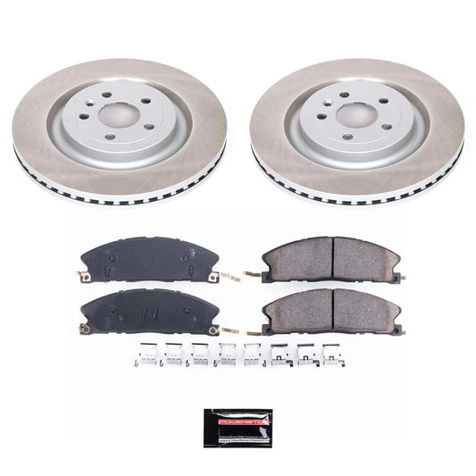 PowerStop front semi-coated rotor kit for 2013-2019 Lincoln MKT, performance brake rotor set with clean, durable finish