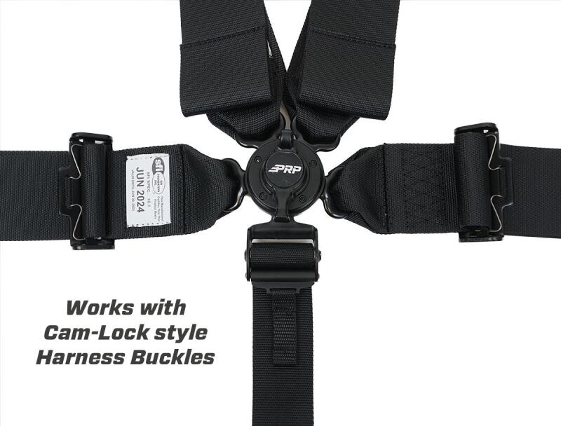 PRP Seats adjustable 5th point crotch belt for cam-lock harness, featuring durable straps and secure fastening system.