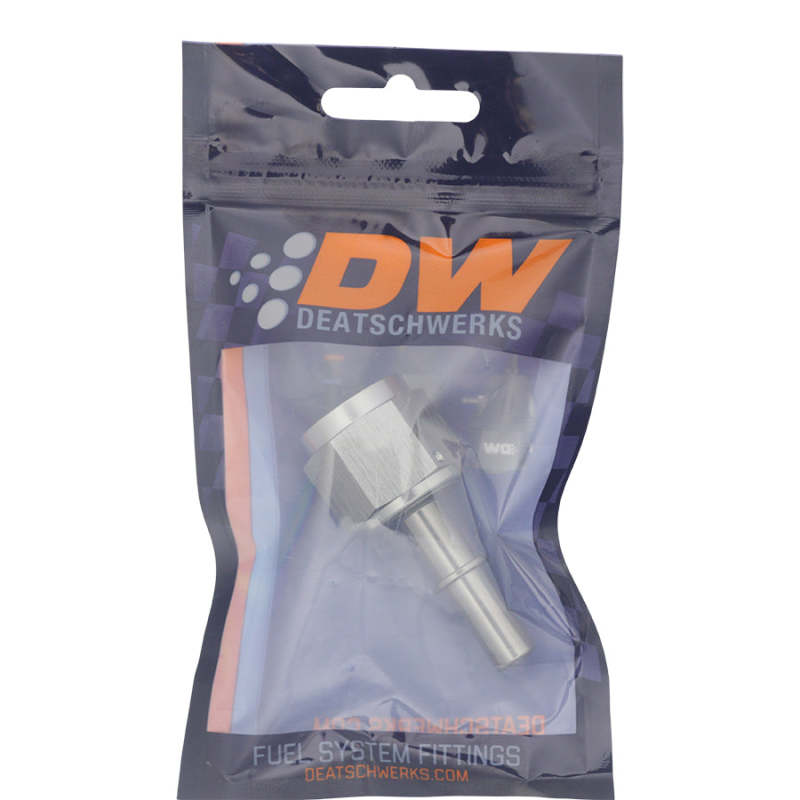 DeatschWerks 10AN female flare swivel to 3/8 inch male EFI quick disconnect fitting, anodized DW titanium fuel component