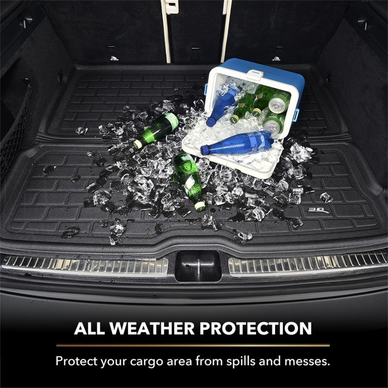 Black 3D MAXpider rubber cargo liner for Hyundai Palisade 2020-2021, behind 2nd row, with cross fold design.