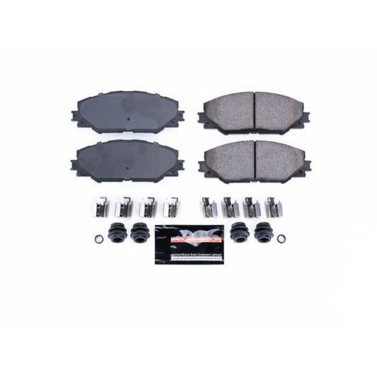 PowerStop Z23 Evolution Sport front brake pads for 2009-2010 Pontiac Vibe, with hardware, high-performance brake pads.