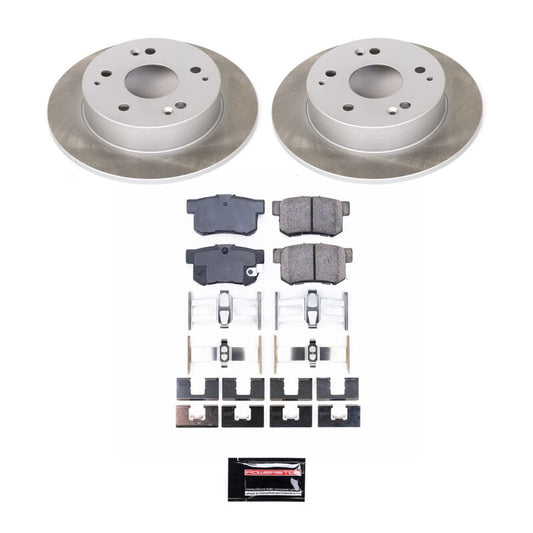 PowerStop rear semi-coated rotor kit for 2004-2005 Honda Civic, showing performance brake rotors with a clean, semi-coated finish.