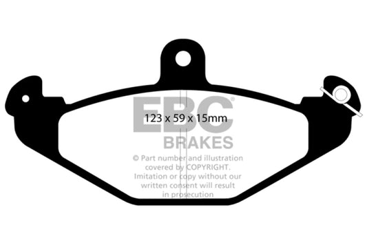 EBC Redstuff rear brake pads for Dodge Viper 8.0, performance brake pads designed for high stopping power and durability.