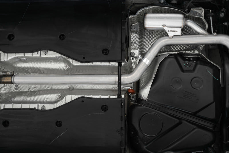 MBRP 19-21 VW Jetta GLI cat-back exhaust with dual rear exit, T304 stainless steel, 3-inch diameter, performance automotive exhaust system.