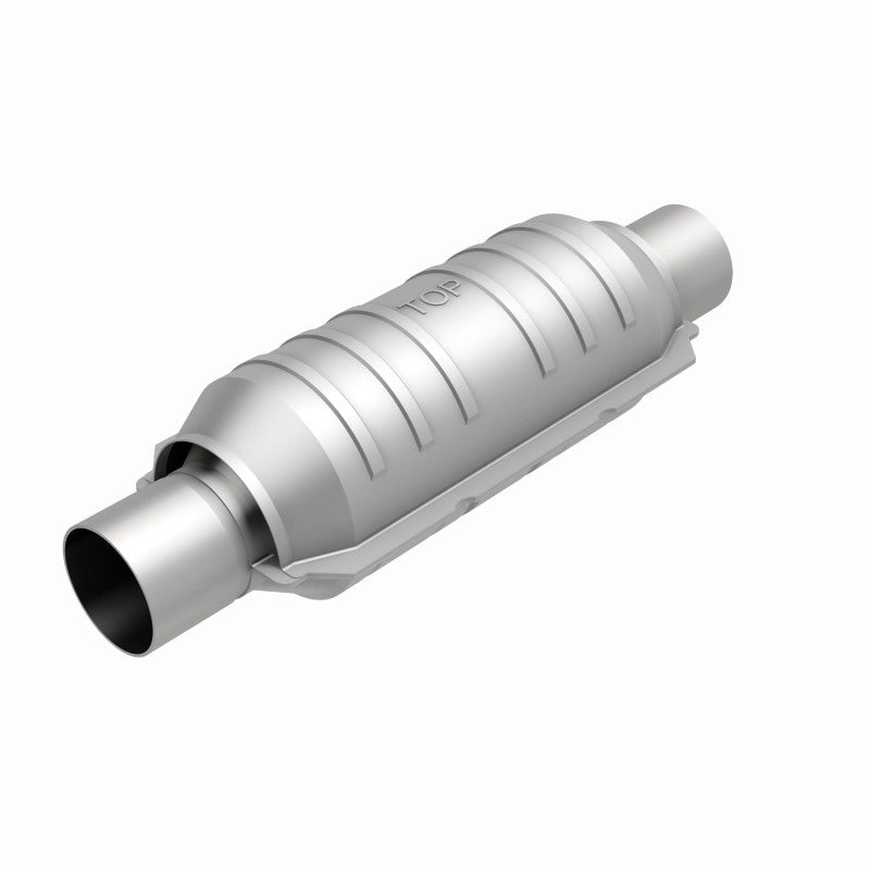 MagnaFlow universal catalytic converter with 2-inch inlet and outlet, 11-inch length, made of stainless steel, for vehicle exhaust systems.