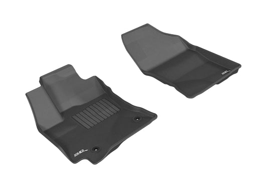 Black 3D MAXpider rubber floor mat for 2014-2019 Toyota Corolla Kagu first row, with textured surface and raised edges.
