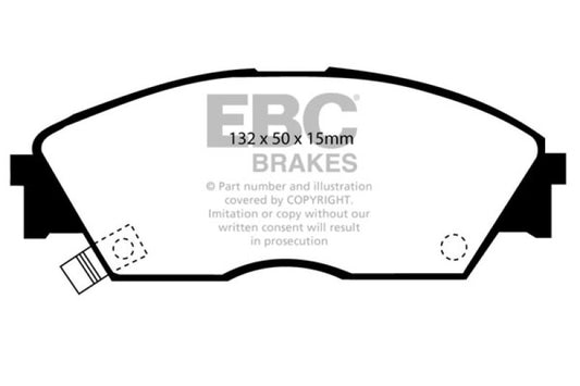 EBC Ultimax2 front brake pads for 90-92 Honda Civic CRX 1.6 Si, OE style, shown in a clean packaging image.