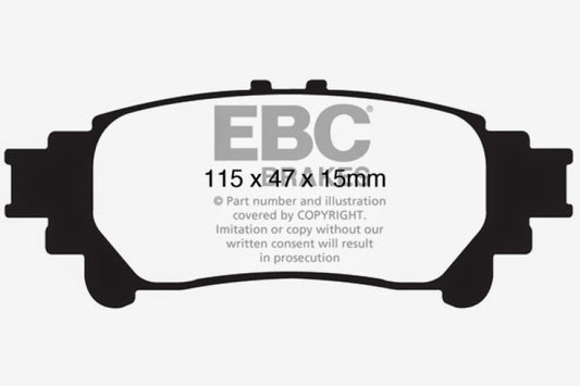EBC Greenstuff rear brake pads for Lexus GS350 3.5 RWD, performance brake pads with green friction material.