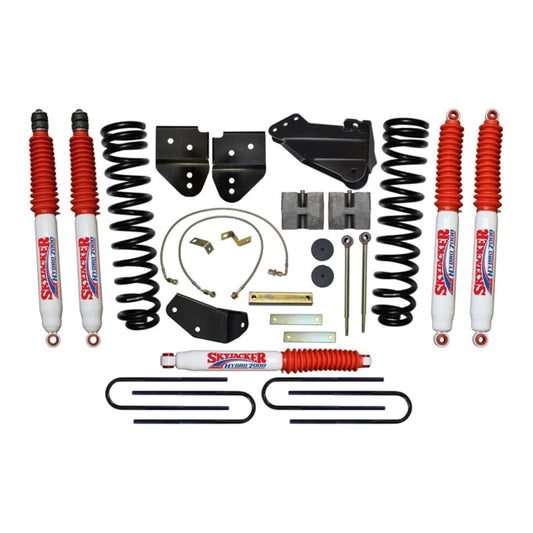 Skyjacker 6-inch lift kit for 2005-2007 Ford F-350 4WD diesel trucks, featuring suspension components and installation parts.
