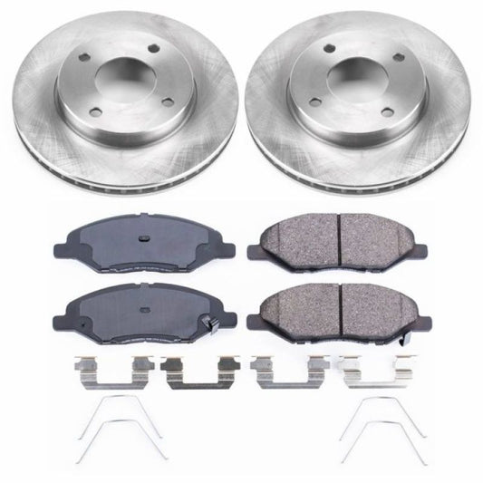 PowerStop OE front brake kit for Nissan Versa 2009-2011, includes brake rotors and pads for reliable stopping performance.
