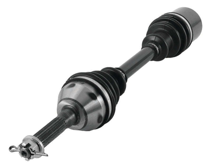QuadBoss front left replacement axle for Polaris Sportsman 400 HO 4x4 (2002) ATV, showing the metal shaft and joint components.