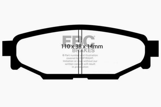 EBC Redstuff rear brake pads for Subaru BRZ 2.0, performance solid rear rotors, high-performance brake components