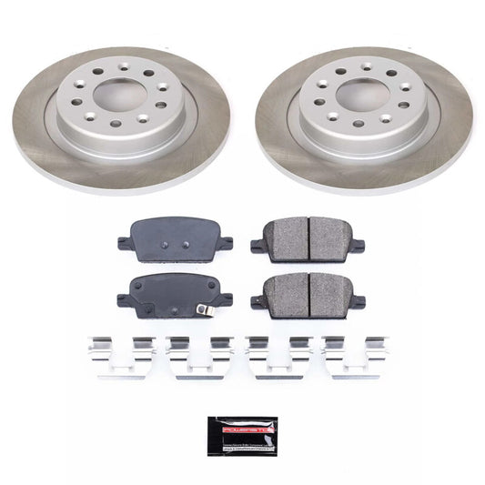 PowerStop rear semi-coated brake rotor kit for Chevrolet Malibu 2016-2022, performance brake kit with durable semi-coated rotors.