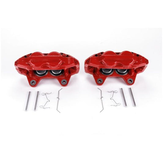 Pair of PowerStop red front brake calipers for Lexus GX460 2010-2015, performance brake calipers without brackets