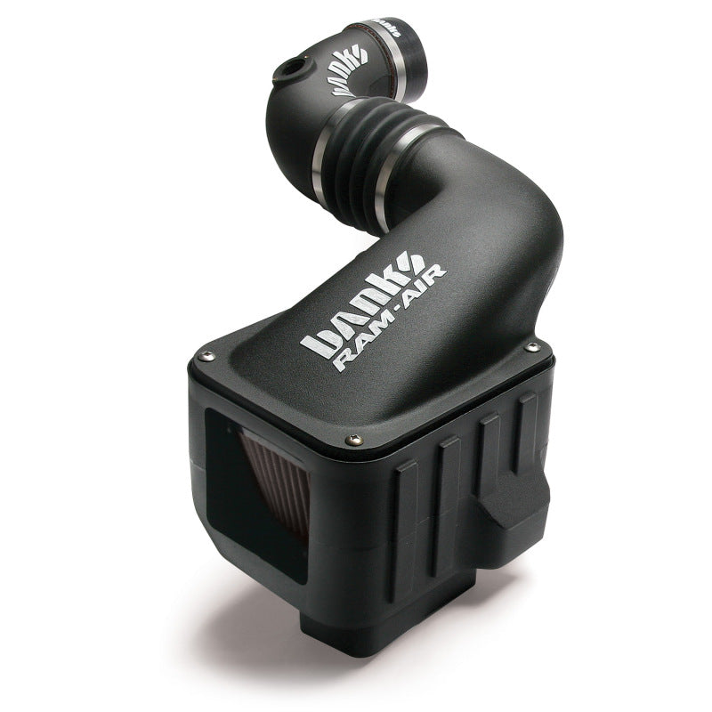 Banks Power 06-07 Chevy 6.6L LLY/LBZ Ram-Air Intake System with dry filter, showcasing the short ram air intake installed in an engine bay.