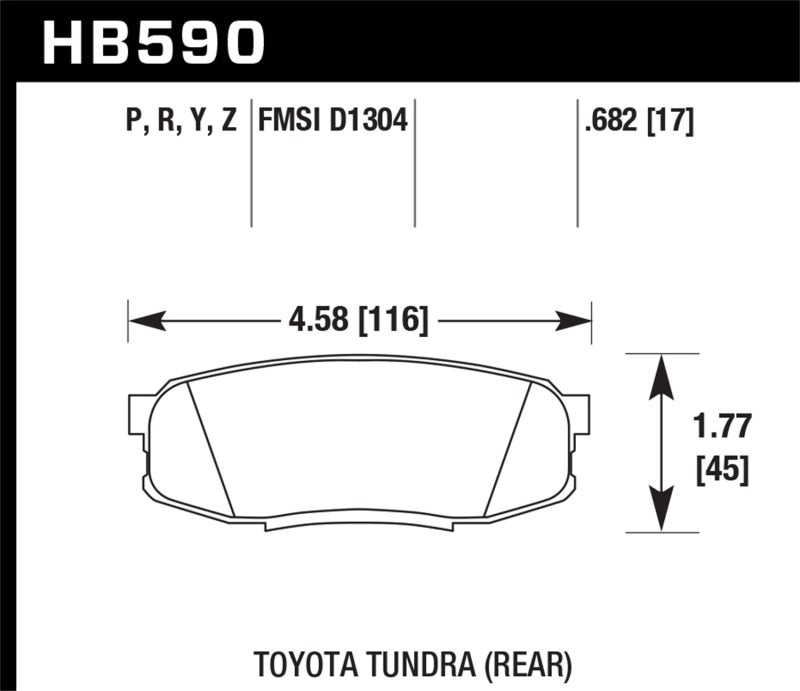 Hawk Performance brake pad set for 2019 Toyota Tundra and Lexus NX300, high-performance front brake pads with metal backing.