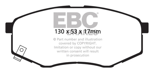 EBC Ultimax2 front brake pads for Hyundai Tucson 2.0 FWD, OE quality brake pads with visible metal backing and friction material.