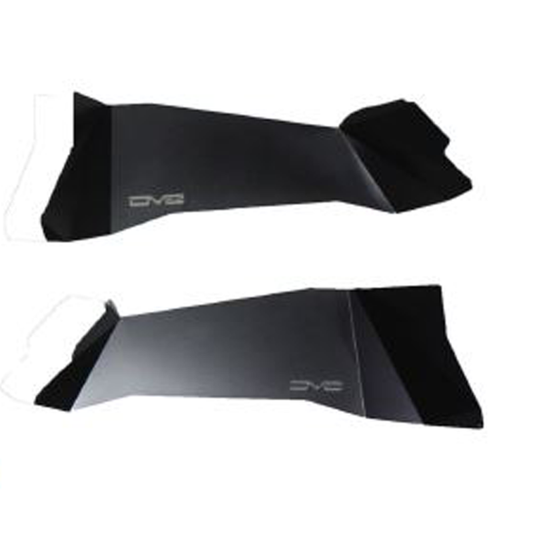 Black aluminum rear inner fender liner for Jeep Wrangler JK by DV8 Offroad, designed for off-road wheel well protection.