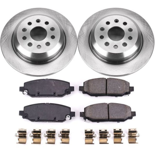PowerStop OE rear brake kit for 2018-2019 Jeep Wrangler, including brake rotors and pads for enhanced stopping power.