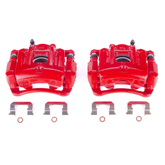PowerStop front red brake calipers with brackets for Hyundai Santa Fe Sport 2013-2016, performance automotive brake upgrade.