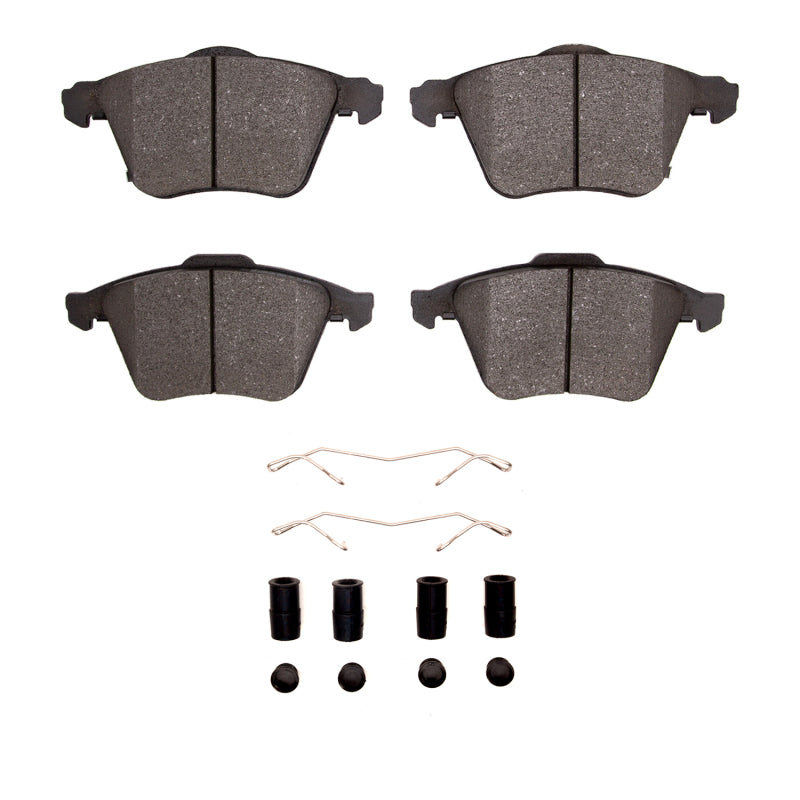 R1 Concepts Mazda 6 2006-2007 front semi-metallic brake pads and hardware kit for OE replacement, shown with brake components.
