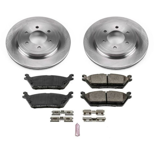 PowerStop rear Autospecialty brake kit installed on a 2018 Ford Expedition, showing brake rotors and pads for OE replacement.