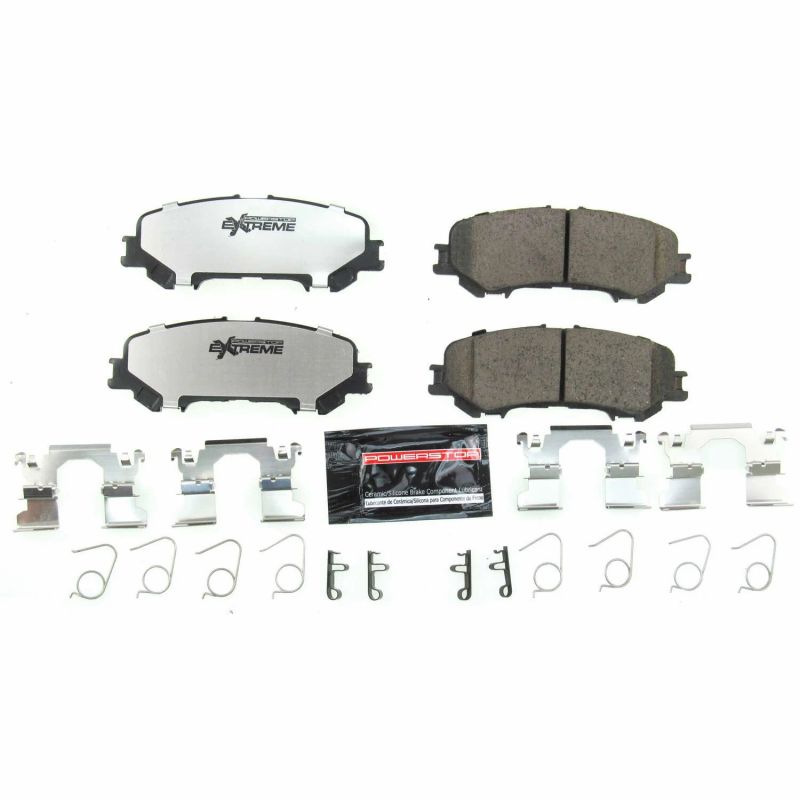 PowerStop rear Z36 truck and tow brake pads for 2017-2019 Nissan Titan with hardware, designed for performance braking.
