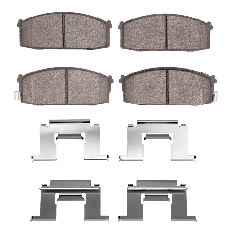 R1 Concepts Nissan STANZA R1 86-86 front semi-metallic OE brake pads and hardware kit installed on vehicle.