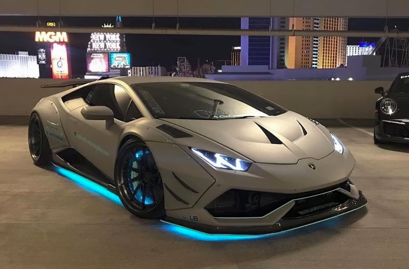 Oracle Lighting LED illuminated wheel rings with ColorSHIFT technology, no remote, showcasing vibrant color-changing light strip on a wheel
