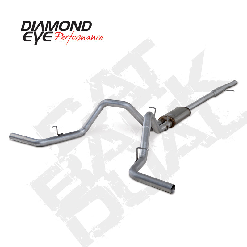 Diamond Eye Performance 3-inch catback dual exhaust system for Chevy/GM 4.8L and 5.3L engines, featuring stainless steel construction.
