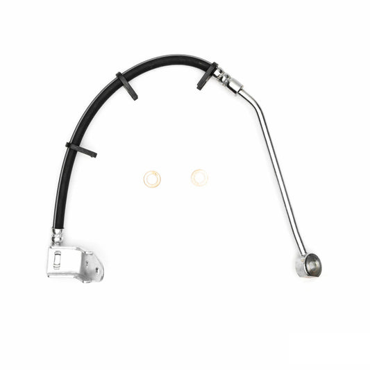 DFC Dodge Neon rear brake hose from the brake line kit, showing a close-up of the durable rubber and metal fittings.