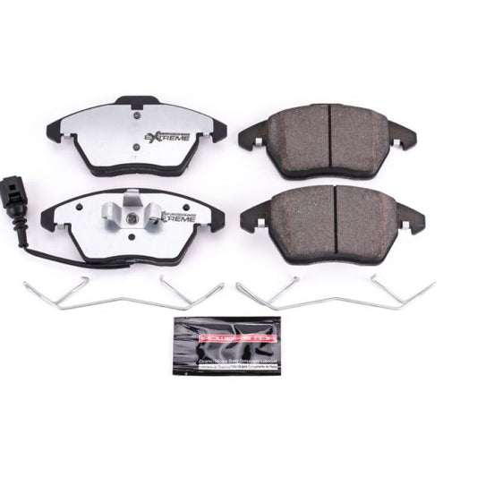 PowerStop Z26 Extreme Street brake pads for 2006-2013 Audi A3 front performance brake system with hardware.