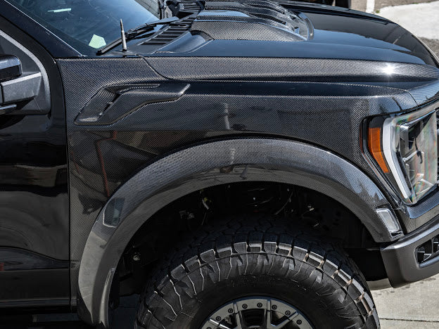 2021-UP F-150 RAPTOR | FACTORY STYLE CARBON FIBER SIDE FENDER FLARES REPLACEMENT (FRONT AND / OR REAR)