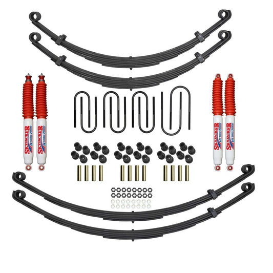 Skyjacker lift kit for 1974-1980 Scout II 4-foot suspension system with hydraulic components, showcasing the assembled kit.