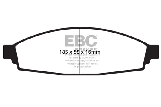 EBC Ultimax2 front brake pads for 2003-2006 Lincoln Aviator 4.6L OE quality brake pads with metal backing plates.