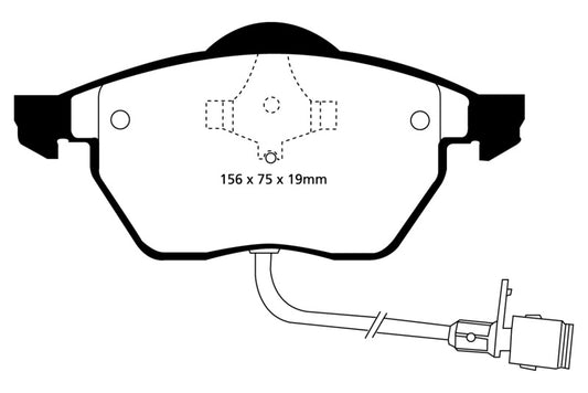 EBC Redstuff front brake pads for Audi 100 Quattro 2.8 (1991-1994) with ATE braking system, performance brake pad set.