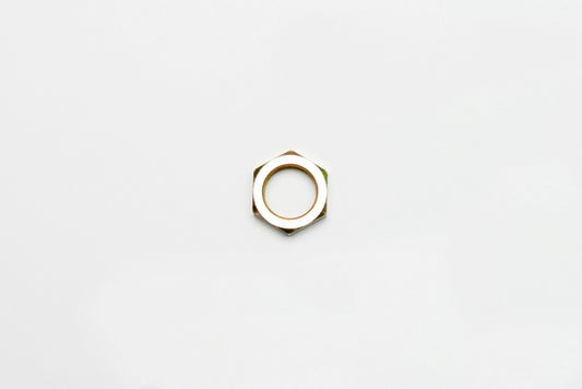 Wilwood spindle nut, 13/16-20x0.34 thickness, designed for Ford spindles, showing the nut installed on the spindle.
