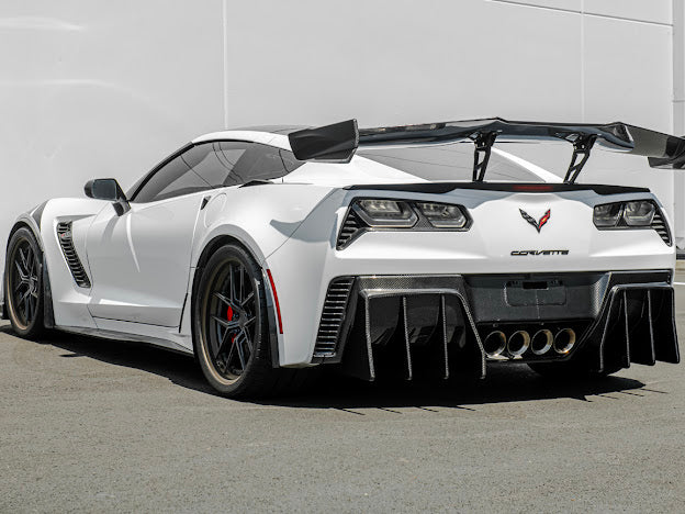 2014-2019 Corvette C7 Performance Track CARBON FIBER Rear Bumper Finned Diffuser