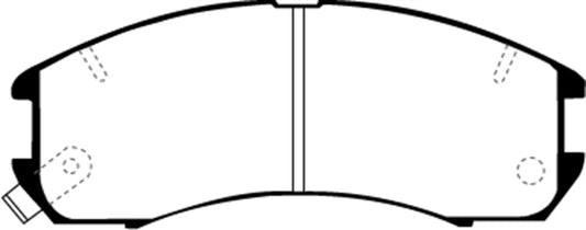 EBC Ultimax2 front brake pads for 89-92 Ford Probe 2.2, OE style, shown with brake pad friction material and metal backing plate.