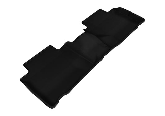 Black 3D MAXpider 2014-2020 Nissan Rogue Kagu second row rubber floor mats with textured surface and raised edges.
