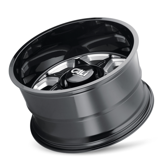 Cali Off-Road Gloss Black Milled 20-inch cast wheel with sevenfold design, 6x139.7 bolt pattern and -51mm offset.