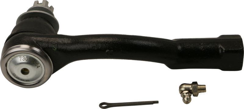 Moog front right outer tie rod for 2011-2014 Hyundai Equus, showing the metal rod with attached joint and boot.