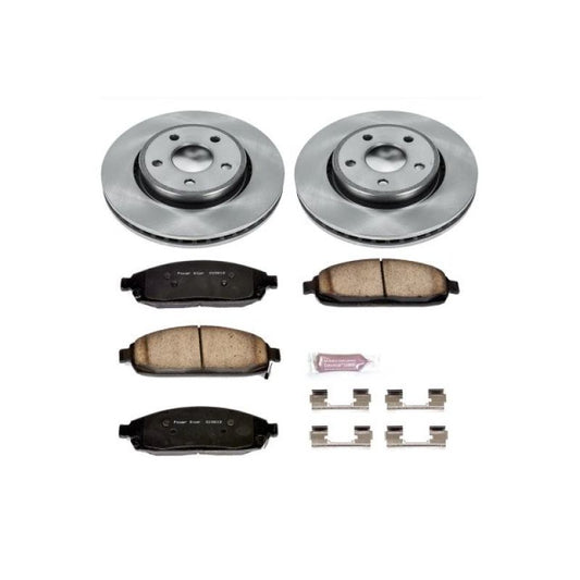 PowerStop OE brake kit for front of Jeep Commander 2006-2010, includes brake pads and rotors for reliable stopping power.
